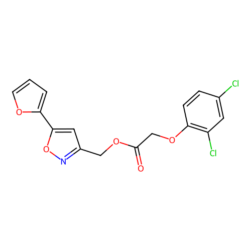 [5-(Furan-2-yl)-1,2-oxazol-3-yl]methyl 2-(2,4-dichlorophenoxy)acetate structure