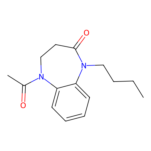 5-acetyl-1-butyl-1,3,4,5-tetrahydro-2H-1,5-benzodiazepin-2-one structure