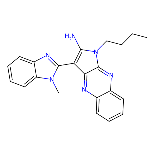 1-butyl-3-(1-methyl-1H-benzimidazol-2-yl)-1H-pyrrolo[2,3-b]quinoxalin-2-amine structure