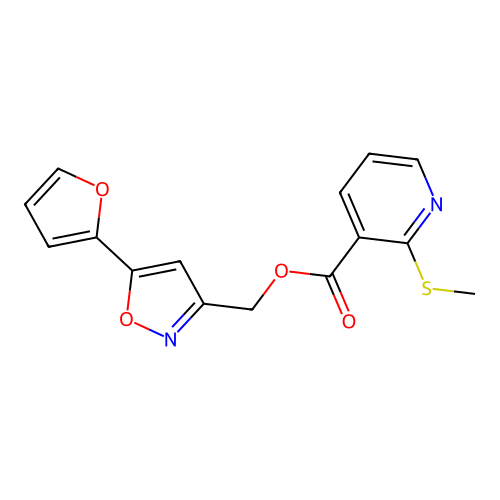 (5-(Furan-2-yl)isoxazol-3-yl)methyl 2-(methylthio)nicotinate structure