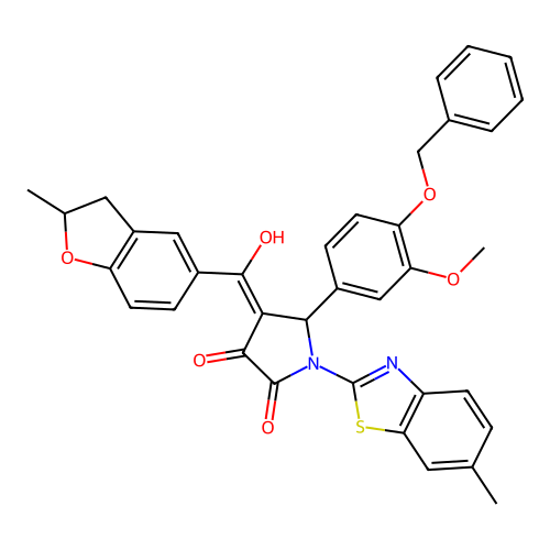 5-(4-(benzyloxy)-3-methoxyphenyl)-3-hydroxy-4-(2-methyl-2,3-dihydrobenzofuran-5-carbonyl)-1-(6-methylbenzo[d]thiazol-2-yl)-1H-pyrrol-2(5H)-one structure