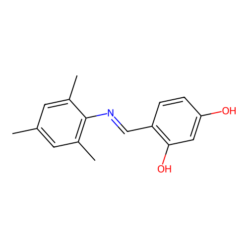 4-[(Mesitylimino)methyl]benzene-1,3-diol structure