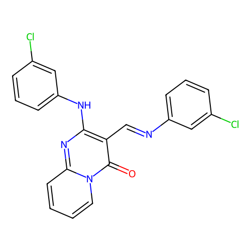 2-(3-chloroanilino)-3-[(3-chlorophenyl)iminomethyl]pyrido[1,2-a]pyrimidin-4-one structure