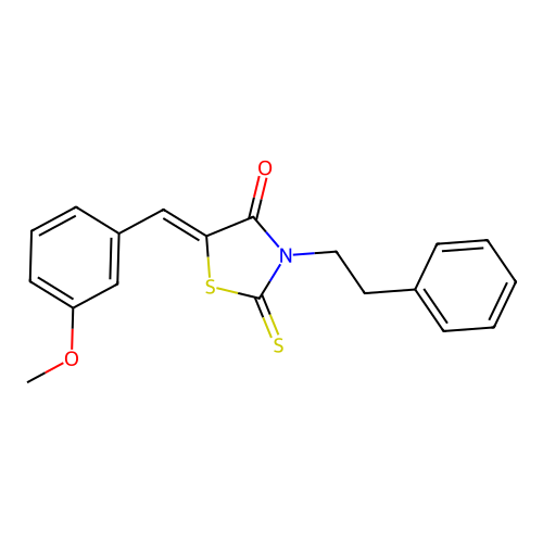 (Z)-5-(3-methoxybenzylidene)-3-phenethyl-2-thioxothiazolidin-4-one structure
