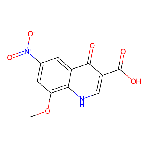 8-methoxy-6-nitro-4-oxo-1H-quinoline-3-carboxylic acid structure