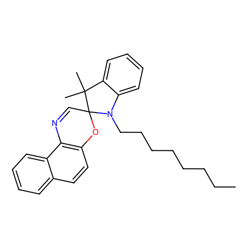 3,3-Dimethyl-1-octyl-1,3-dihydrospiro[indole-2,3'-naphtho[2,1-b][1,4]oxazine] structure