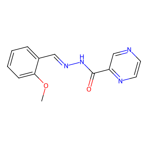 N-[(E)-(2-methoxyphenyl)methylideneamino]pyrazine-2-carboxamide structure