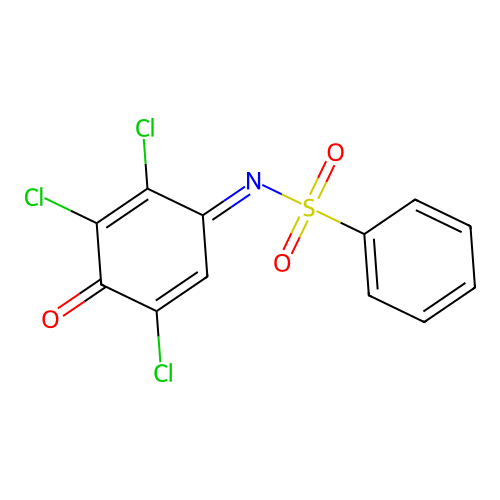 (E)-N-(2,3,5-trichloro-4-oxocyclohexa-2,5-dien-1-ylidene)benzenesulfonamide structure