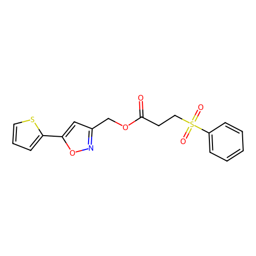 (5-(Thiophen-2-yl)isoxazol-3-yl)methyl 3-(phenylsulfonyl)propanoate structure