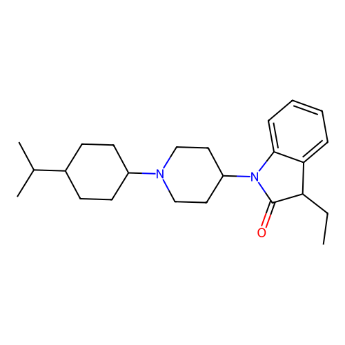3-ethyl-1-[1-(4-propan-2-ylcyclohexyl)piperidin-4-yl]-3H-indol-2-one structure