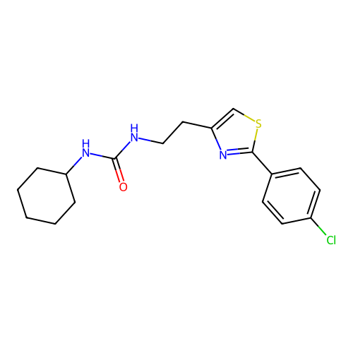 1-[2-[2-(4-Chlorophenyl)-1,3-thiazol-4-yl]ethyl]-3-cyclohexylurea structure