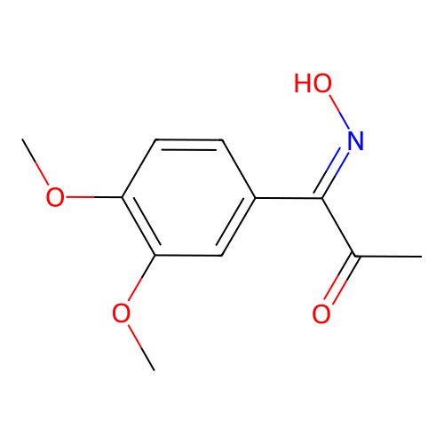 (1E)-1-(3,4-dimethoxyphenyl)-1-hydroxyiminopropan-2-one structure