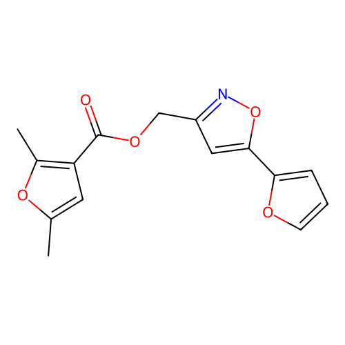 [5-(Furan-2-yl)-1,2-oxazol-3-yl]methyl 2,5-dimethylfuran-3-carboxylate structure