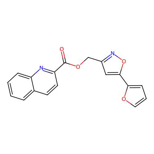 [5-(Furan-2-yl)-1,2-oxazol-3-yl]methyl quinoline-2-carboxylate structure