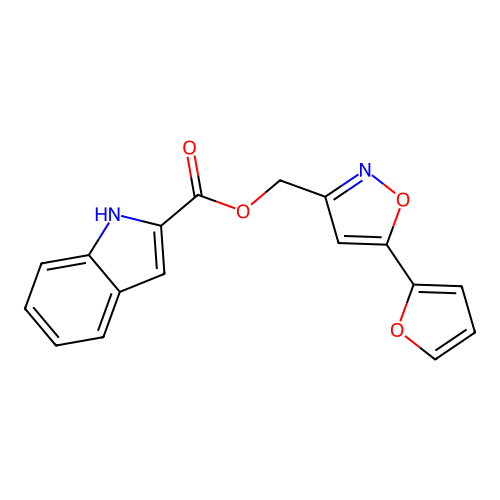 [5-(furan-2-yl)-1,2-oxazol-3-yl]methyl 1H-indole-2-carboxylate structure