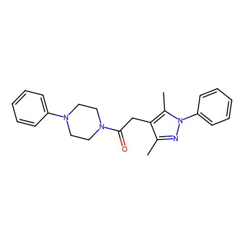 2-(3,5-dimethyl-1-phenyl-1H-pyrazol-4-yl)-1-(4-phenylpiperazin-1-yl)ethanone structure