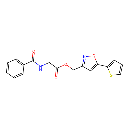 (5-(Thiophen-2-yl)isoxazol-3-yl)methyl 2-benzamidoacetate structure