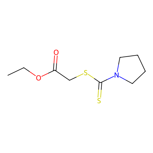 Ethyl [(pyrrolidin-1-ylcarbonothioyl)sulfanyl]acetate structure