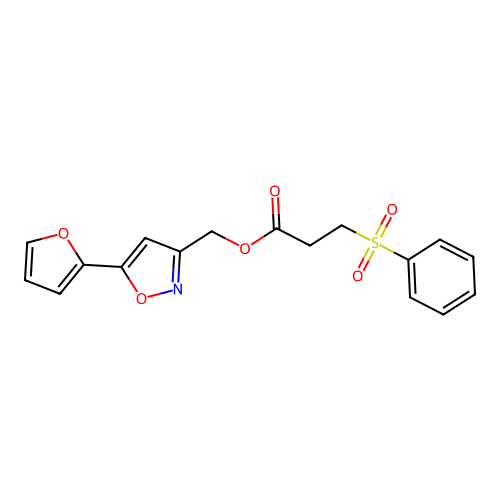 [5-(Furan-2-yl)-1,2-oxazol-3-yl]methyl 3-(benzenesulfonyl)propanoate structure