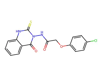 2-(4-chlorophenoxy)-N-(4-oxo-2-sulfanylidene-1H-quinazolin-3-yl)acetamide structure