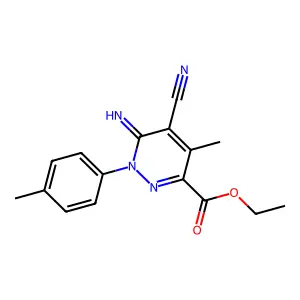 ethyl 5-cyano-6-imino-4-methyl-1-(4-methylphenyl)-1,6-dihydropyridazine-3-carboxylate structure