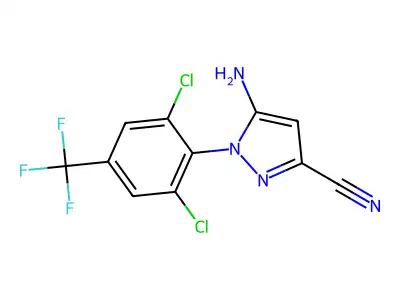 5-amino-1-(2,6-dichloro-4-(trifluoromethyl)phenyl)-1H-pyrazole-3-carbonitrile structure