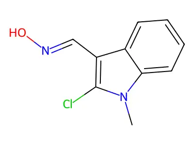 N-[(2-chloro-1-methylindol-3-yl)methylidene]hydroxylamine structure