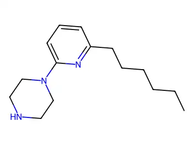 Piperazine, 1-(6-hexyl-2-pyridinyl)- structure
