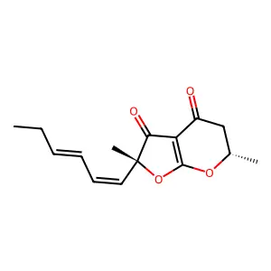2-Hexa-1,3-dienyl-2,6-dimethyl-5,6-dihydrofuro[2,3-b]pyran-3,4-dione structure