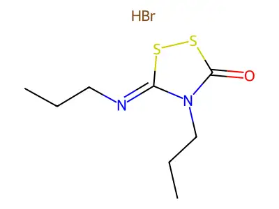 4-Propyl-5-(propylimino)-1,2,4-dithiazolidin-3-one hydrobromide structure