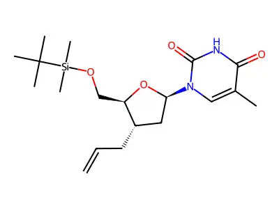 3   -Allyl-5   -O-(tert-butyldimethylsilyl)-3   -deoxythymidine structure
