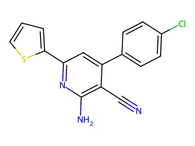 2-Amino-4-(4-chlorophenyl)-6-(2-thienyl)nicotinonitrile structure