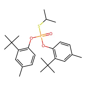 Phosphorothioic acid, O,O-bis(2-(1,1-dimethylethyl)-4-methylphenyl) S-(1-methylethyl) ester structure