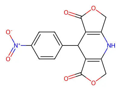 1H,3H-Difuro(3,4-b:3',4'-e)pyridine-1,7(4H)-dione, 5,8-dihydro-8-(4-nitrophenyl)- structure