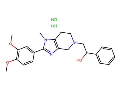 5H-Imidazo(4,5-c)pyridine-5-ethanol, 1,4,6,7-tetrahydro-2-(3,4-dimethoxyphenyl)-1-methyl-alpha-phenyl-, dihydrochloride structure