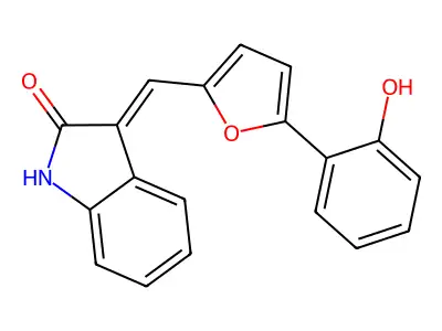 (3E)-1,3-Dihydro-3-[[5-(2-hydroxyphenyl)-2-furanyl]methylene]-2H-indol-2-one structure