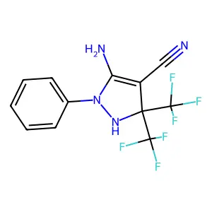 5-amino-1-phenyl-3,3-bis(trifluoromethyl)-2,3-dihydro-1H-pyrazole-4-carbonitrile structure