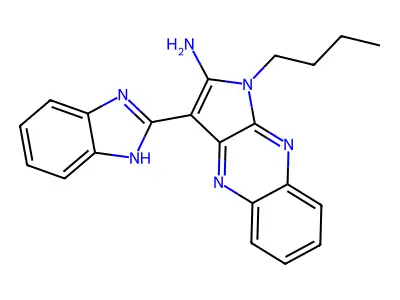 3-(1H-benzimidazol-2-yl)-1-butyl-1H-pyrrolo[2,3-b]quinoxalin-2-amine structure
