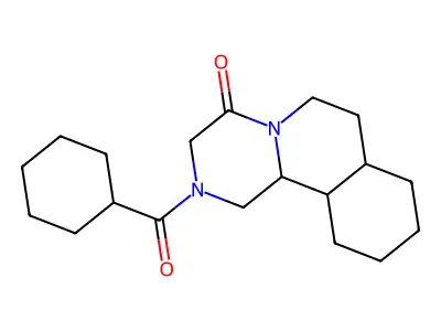 4H-Pyrazino(2,1-a)isoquinolin-4-one, dodecahydro-2-(cyclohexylcarbonyl)- structure