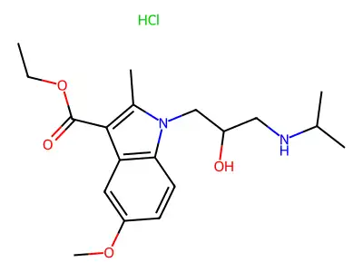 1-(3-Isopropylamino-2-hydroxypropyl)-2-methyl-3-ethoxycarbonyl-5-methoxyindole hydrochloride structure