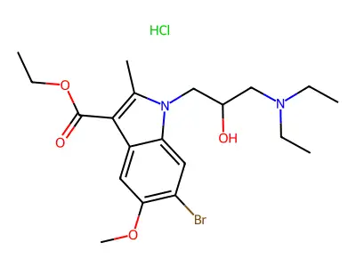 1-(3-Diethylamino-2-hydroxypropyl)-2-methyl-3-ethoxycarbonyl-5-methoxy-6-bromoindole HCl structure