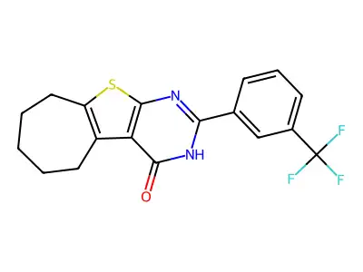 4H-Cyclohepta(4,5)thieno(2,3-d)pyrimidin-4-one, 1,5,6,7,8,9-hexahydro-2-(3-(trifluoromethyl)phenyl)- structure