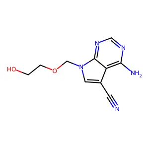 7H-Pyrrolo(2,3-d)pyrimidine-5-carbonitrile, 4-amino-7-((2-hydroxyethoxy)methyl)- structure