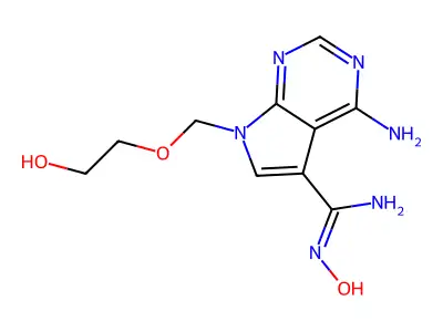 4-Amino-N-hydroxy-7-(2-hydroxy-ethoxymethyl)-7H-pyrrolo[2,3-d]pyrimidine-5-carboxamidine structure