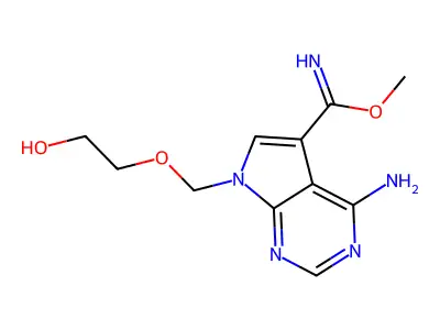Methyl 4-amino-7-(2-hydroxyethoxymethyl)pyrrolo[2,3-d]pyrimidine-5-carboximidate structure