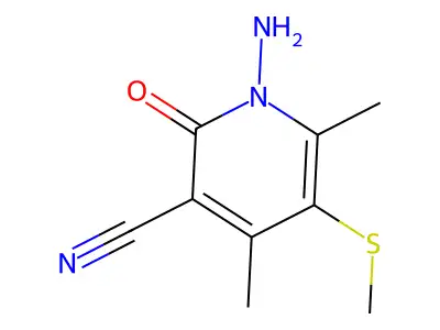1-Amino-4,6-dimethyl-5-(methylsulfanyl)-2-oxo-1,2-dihydropyridine-3-carbonitrile structure