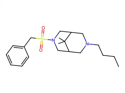3,7-Diazabicyclo(3.3.1)nonane, 3-butyl-9,9-dimethyl-7-((phenylmethyl)sulfonyl)- structure