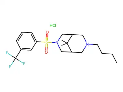 3,7-Diazabicyclo(3.3.1)nonane, 3-butyl-9,9-dimethyl-7-((3-(trifluoromethyl)phenyl)sulfonyl)-,monohydrochloride structure