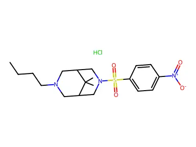 3,7-Diazabicyclo(3.3.1)nonane, 3-butyl-9,9-dimethyl-7-((4-nitrophenyl)sulfonyl)-, monohydrochloride structure