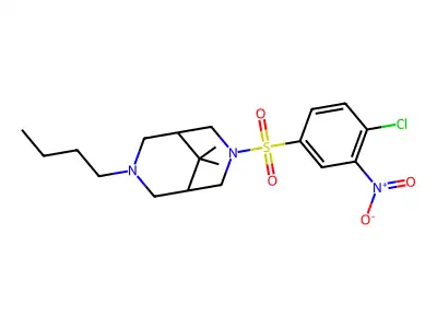 3-Butyl-7-((4-chloro-3-nitrophenyl)sulfonyl)-9,9-dimethyl-3,7-diazabicyclo(3.3.1)nonane structure